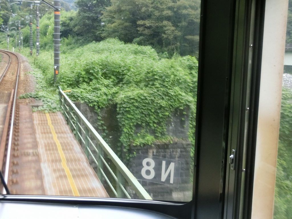 御殿場線の電車から見る第一酒匂川橋梁の橋台