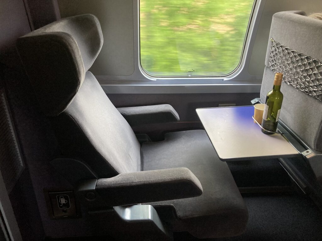 TGV Lyriaの一等車の座席