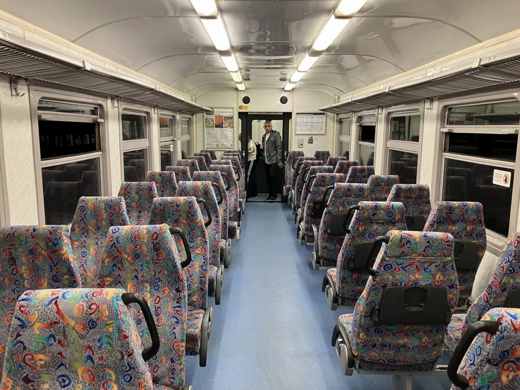 ラトビアの列車の車内